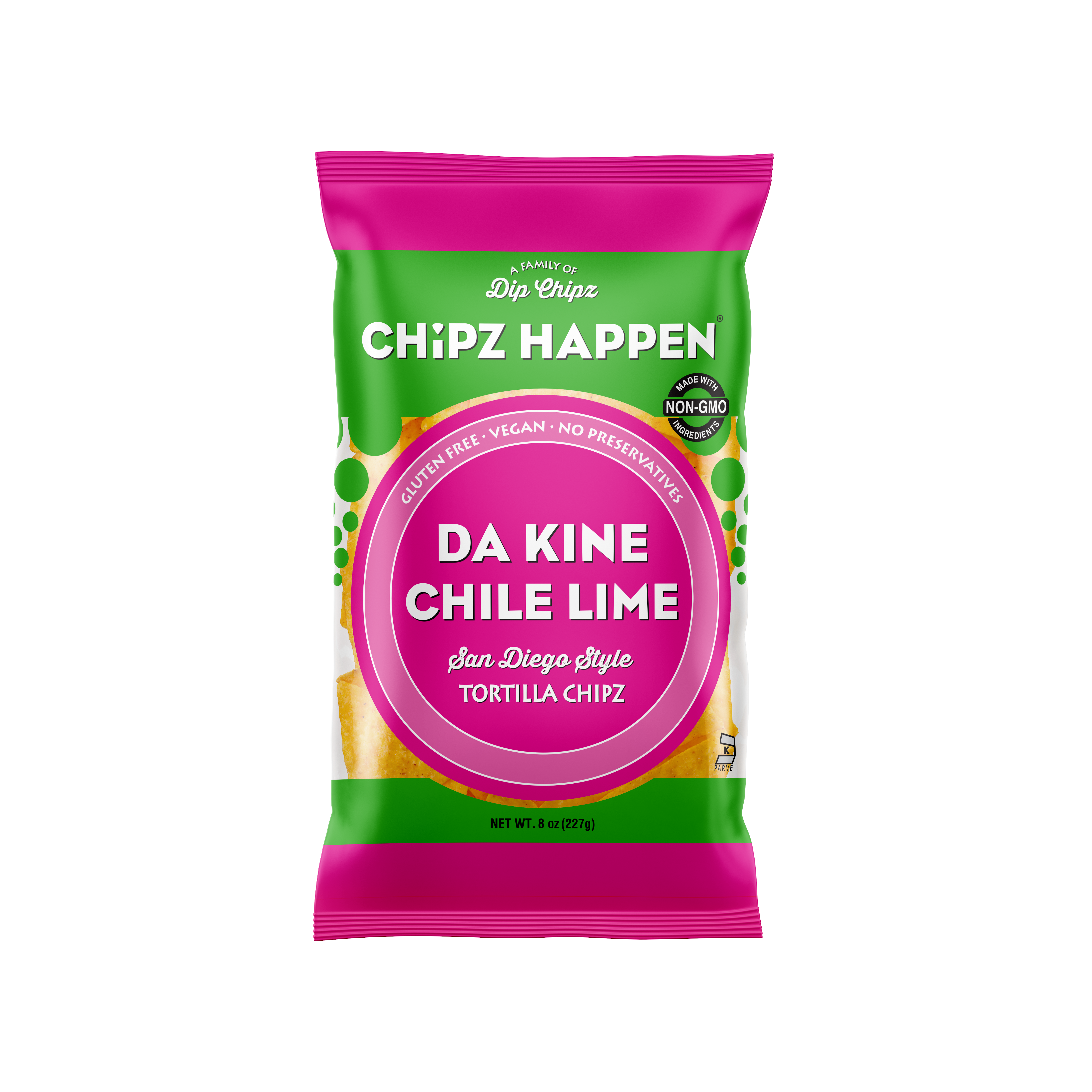 DaKine Chile Lime Tortilla Chipz - 4 Pack of 8oz Family Bag