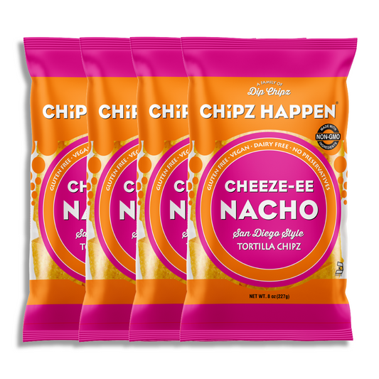Cheeze-ee Nacho Tortilla Chipz - 4 Pack of 8oz  Family Bag