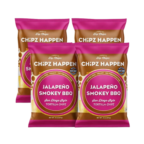 Jalapeno Smokey BBQ Tortilla Chipz - 4 Pack of 8oz  Family Bag