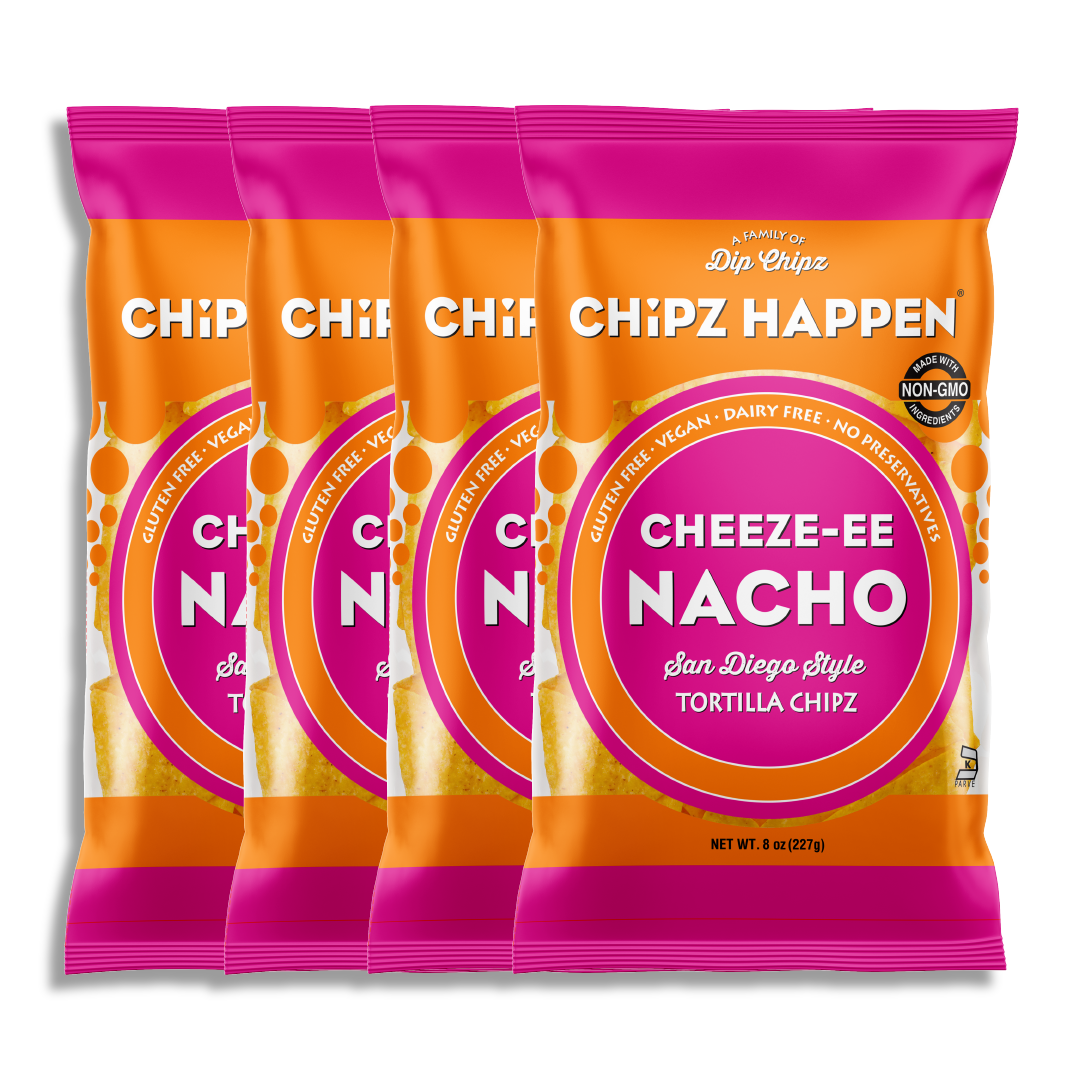 Cheeze-ee Nacho Tortilla Chipz - 4 Pack of 8oz  Family Snack bag