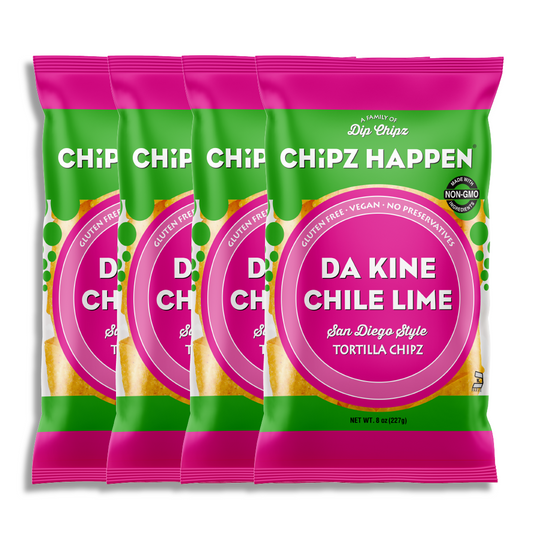 DaKine Chile Lime Tortilla Chipz - 4 Pack of 8oz  Family Snack bag
